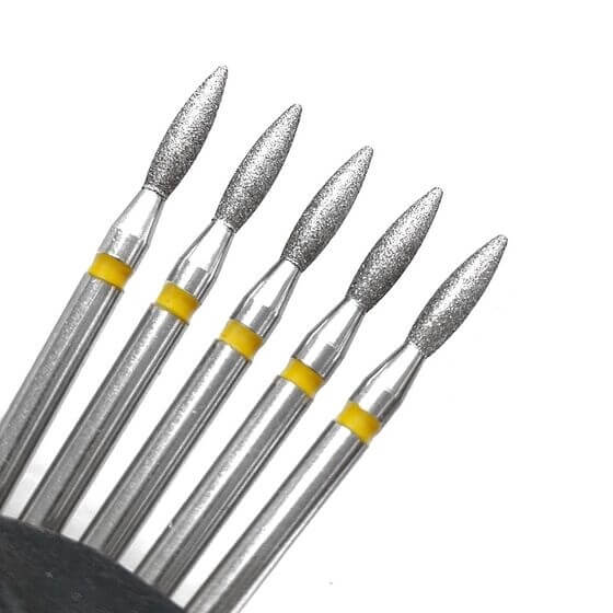 KMIZ Diamond Sharp Tip Flame E-File Nail Drill Bit - Soft Grit (Yellow)