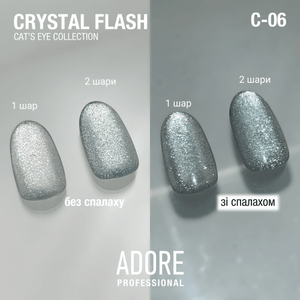 Adore Professional Crystal Flash Cat Eye Gel Polish - Cold Silver